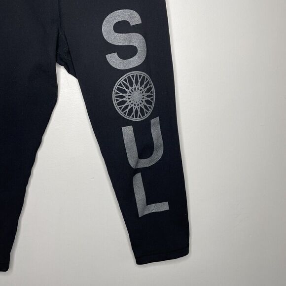 LULULEMON Leggings Womens 8 Black Soul Cycle Logo Crop Low Rise - Picture 3 of 7